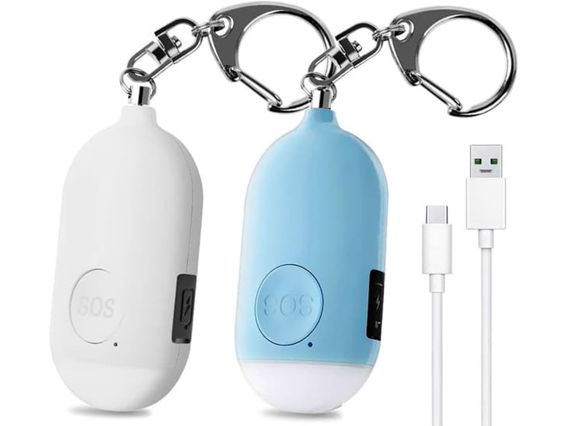 Kit 2 Alarmes Pessoais 130db Branco Azul