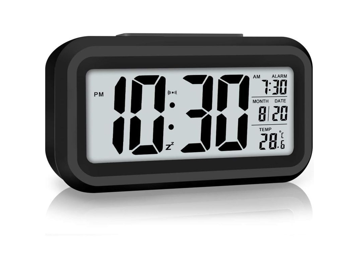 2026-reloj Despertador Digital Baterías Luz Nocturna Inteligente Pantalla Grande Niños Dormilones Habitación Negro