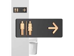 Placa De Sinalização Para Banheiro, Unissex, Acrílico, 30x 10cm, Placa Com Seta Para A Direita Fixação Na Parede