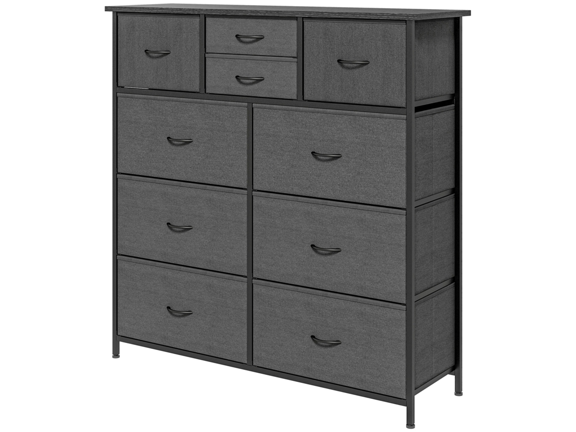 Cômoda Com Compartimentos E Gavetas De Tecido 100x30x100 Centímetros 10 Preta