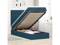 Vidaxl Estrutura Cama Otomana com Colchões Azul Escuro 90x190cm Veludo