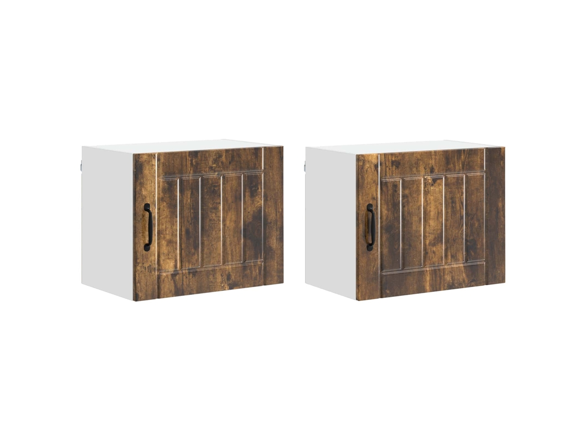 Conjunto de 2 armários de cozinha em carvalho defumado com dimensões de 50x31x40 cm, EXCLUSIVO DA MAISON.