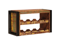 Conjunto 1 Armazenamento De Vinho Vidaxl Castanho Madeira Recuperada Maciça (80 X 45 X 33 Cm)