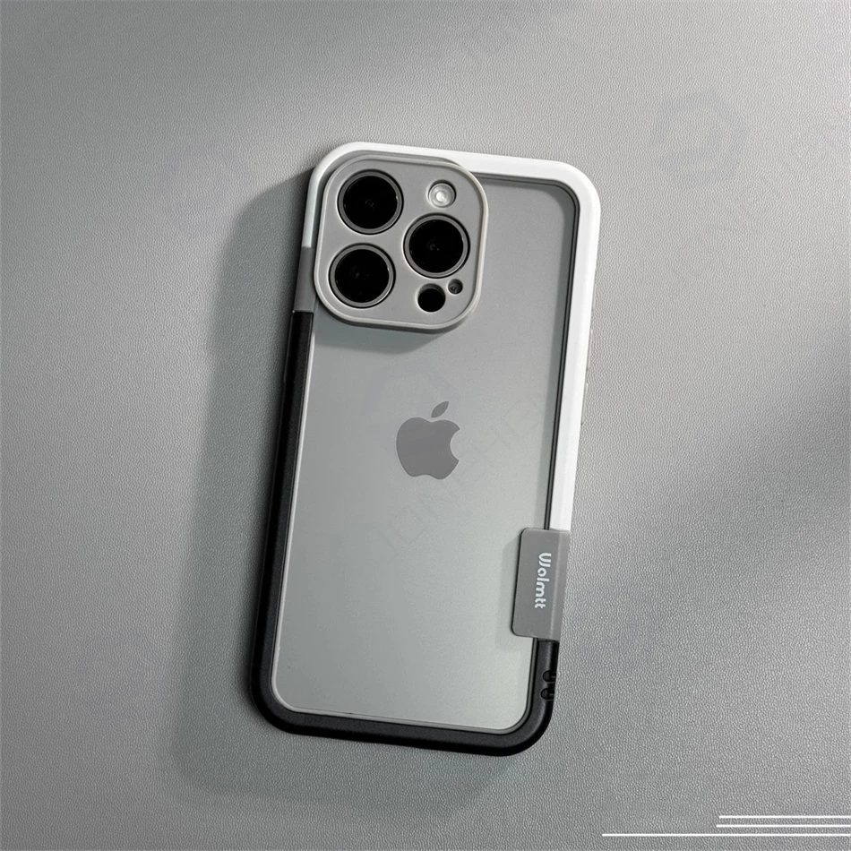 Capa Protetora De Silicone Macio E Resistente A Impactos Com Moldura Bicolor (branca E Preta) Para Iphone 15 Pro Max