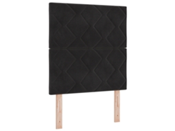 Cabeceira Com Design De Blocos De Diamante Em Preto  De Veludo Vidaxl Preto Madeira