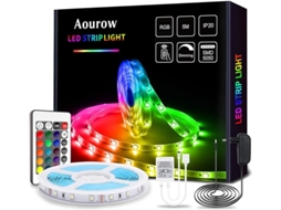 Fita Led, 12v, 5 M, Rgb, Comando Remoto, Para Decoração De Móveis, Televisão, Prateleiras E Ambientes Internos