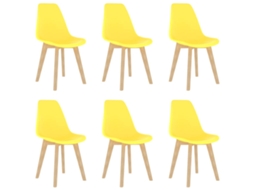 Conjunto 6 Cadeira de jantar VIDAXL Amarelo Plástico (46x53.5x82cm)