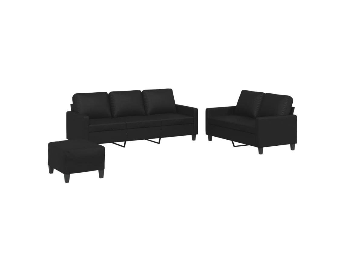 Sofa Set, Sofa Sets Vidaxl Preto Couro Artificial (n/a)