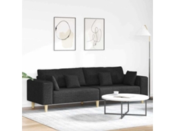 Vidaxl Sofá Com Almofada Preto 250 X 77 X 76 Cm Tecido