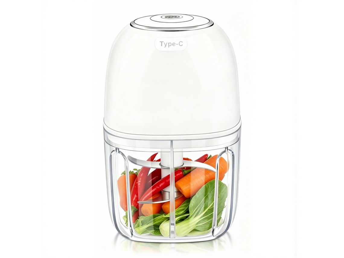 Liquidificador De Alimentação Infantil Sem Fio Multifuncional Mini, 6 Páginas De Lâminas/350ml, Branco