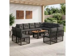 Vidaxl Conjunto De Sofá De Jardim 13 Unid. Preto E Cinza Escuro