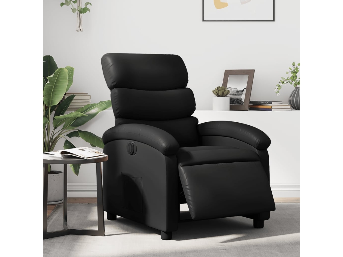 Vidaxl Poltrona Reclinável Elétrica Couro Artificial Preto