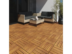 Conjunto de 20 Azulejos para Terraço Tabula em Madeira de Acácia com 4 Ripas Cada TECTAKE