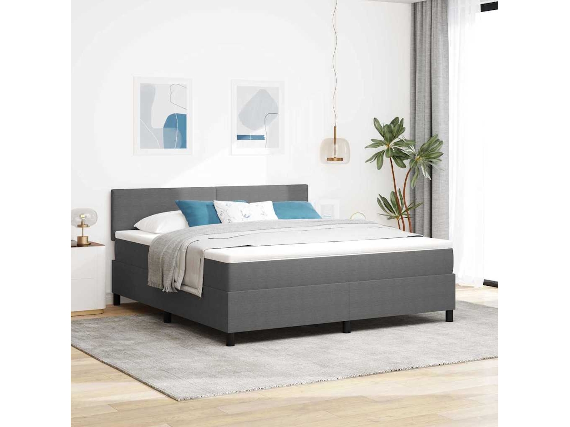 Vidaxl Cama Box Com Cabeceira Cinza Claro E Branco 180 X 200 Cm