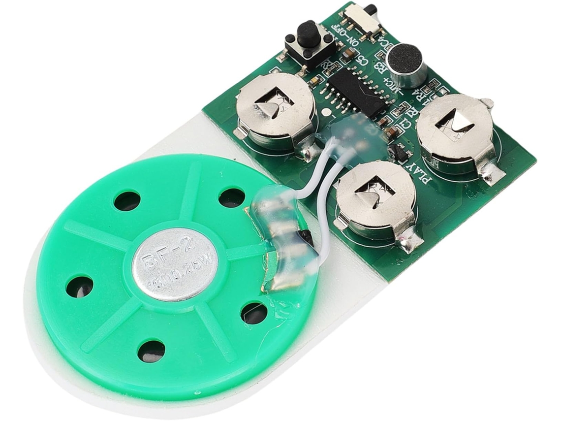 Módulo de voz gravável Asixxsix, tempo de gravação de 4 minutos, chip de alto-falante de 40 mm, botão de som.