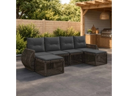 Vidaxl Conjunto De Sofá De Jardim 6 Pcs Cinza E Cinza Escuro Vime Pe