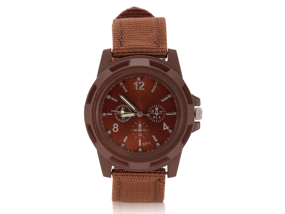 Relógio Analógico Eletrônico Militar de Pulso com Pulseira de Nylon Redonda Café