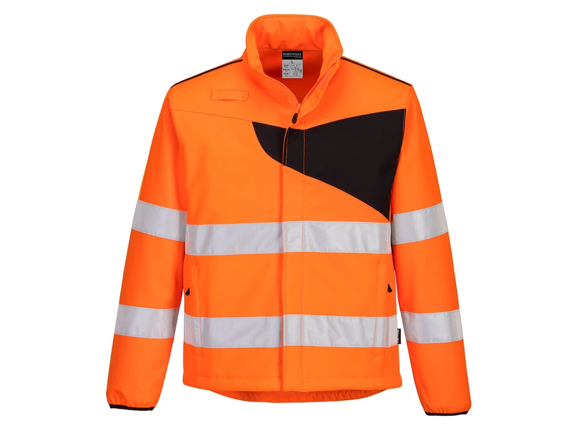 Pw2 High Visibility Softshell Durável E Moderno / Laranja Preto / M Portwest (2 Camadas)