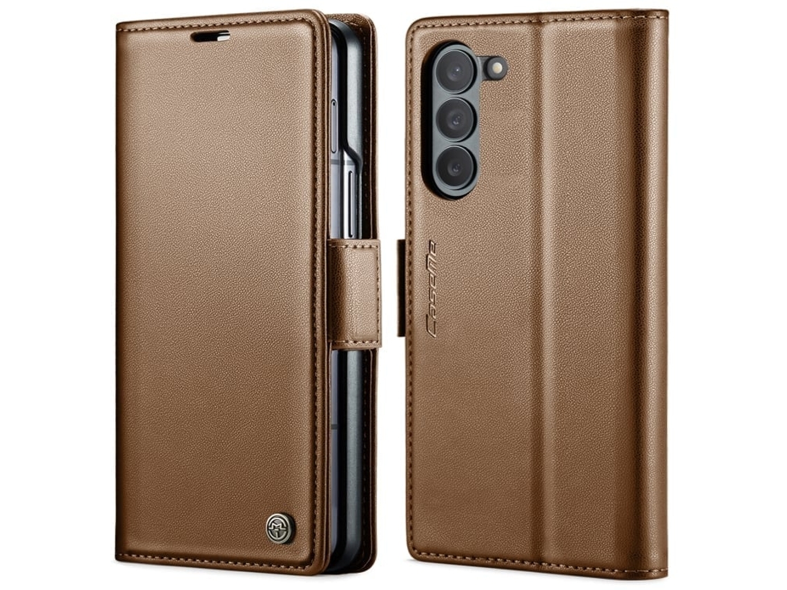 Capa Para Samsung Galaxy Z Fold6 5g Borboleta Fivela Litchi Textura Rfid Antirroubo De Telefone De Couro Marrom