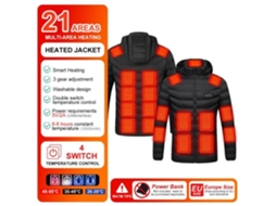 Jaqueta Aquecida Masculina/Feminina -3 Níveis de Aquecimento Casaco Aquecido com Capuz para Inverno Caça Ao Ar Livre Camping-Xxl MIOLOE