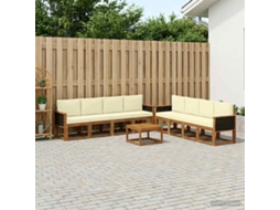 Vidaxl Conjunto De Sofás Para Exterior 9 Unid. Natural E Creme