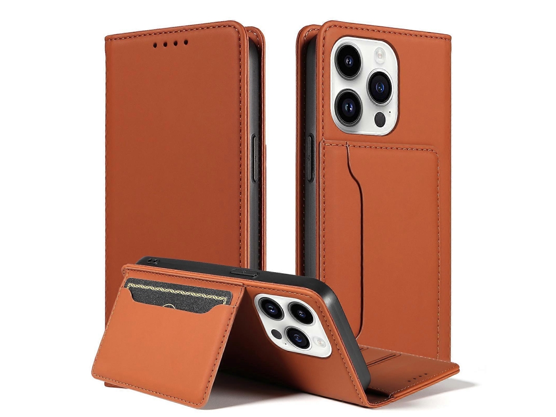 Capa De Couro Para Celular Com Suporte Para Cartão Magnetism Skin Feel