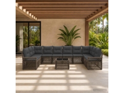 Vidaxl Conjunto De Sofá De Jardim 11 Pcs Cinzento Vime Pe