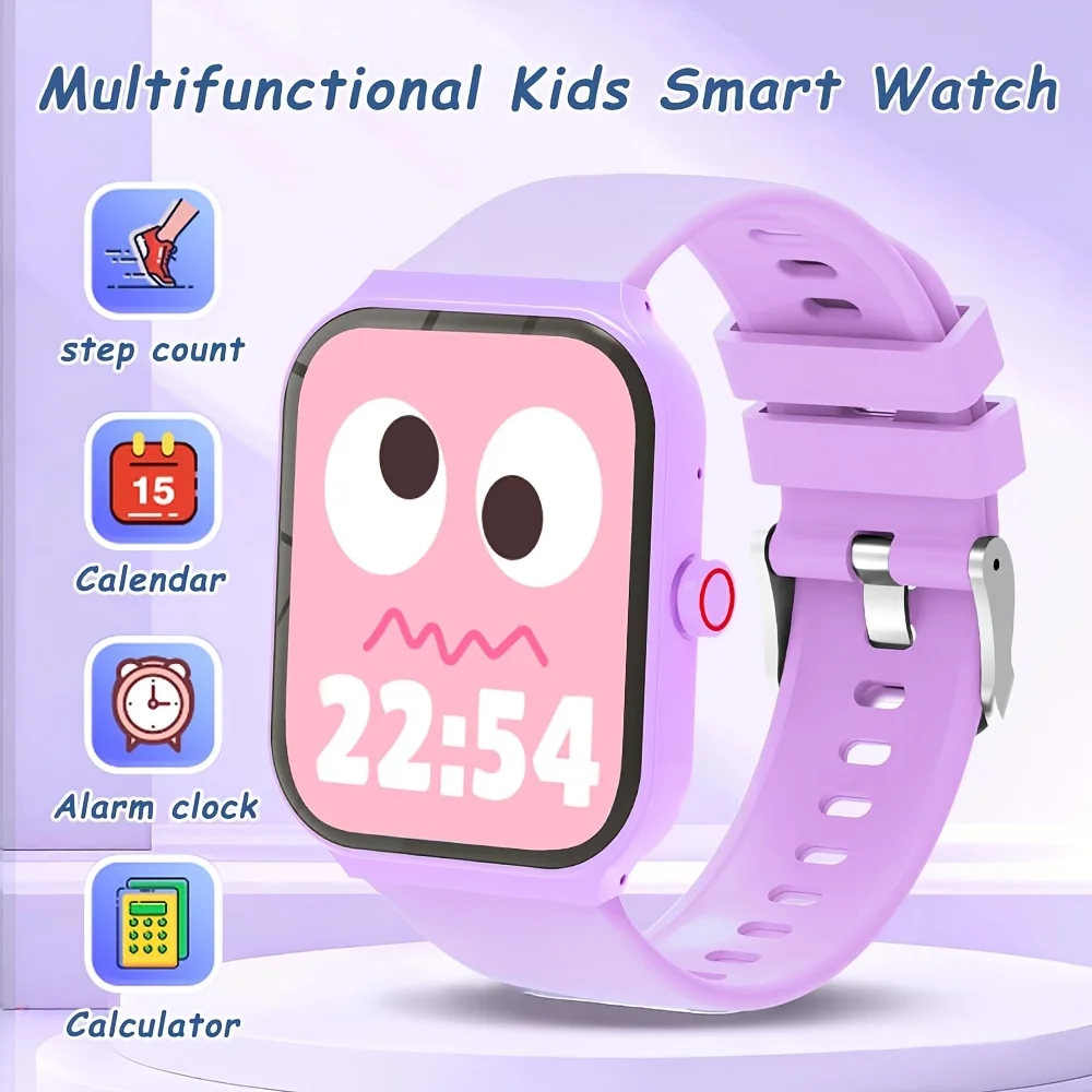 (roxo) Smartwatch Multifuncional Para Crianças, Com Lembretes De Chamadas/sms/alarmes.
