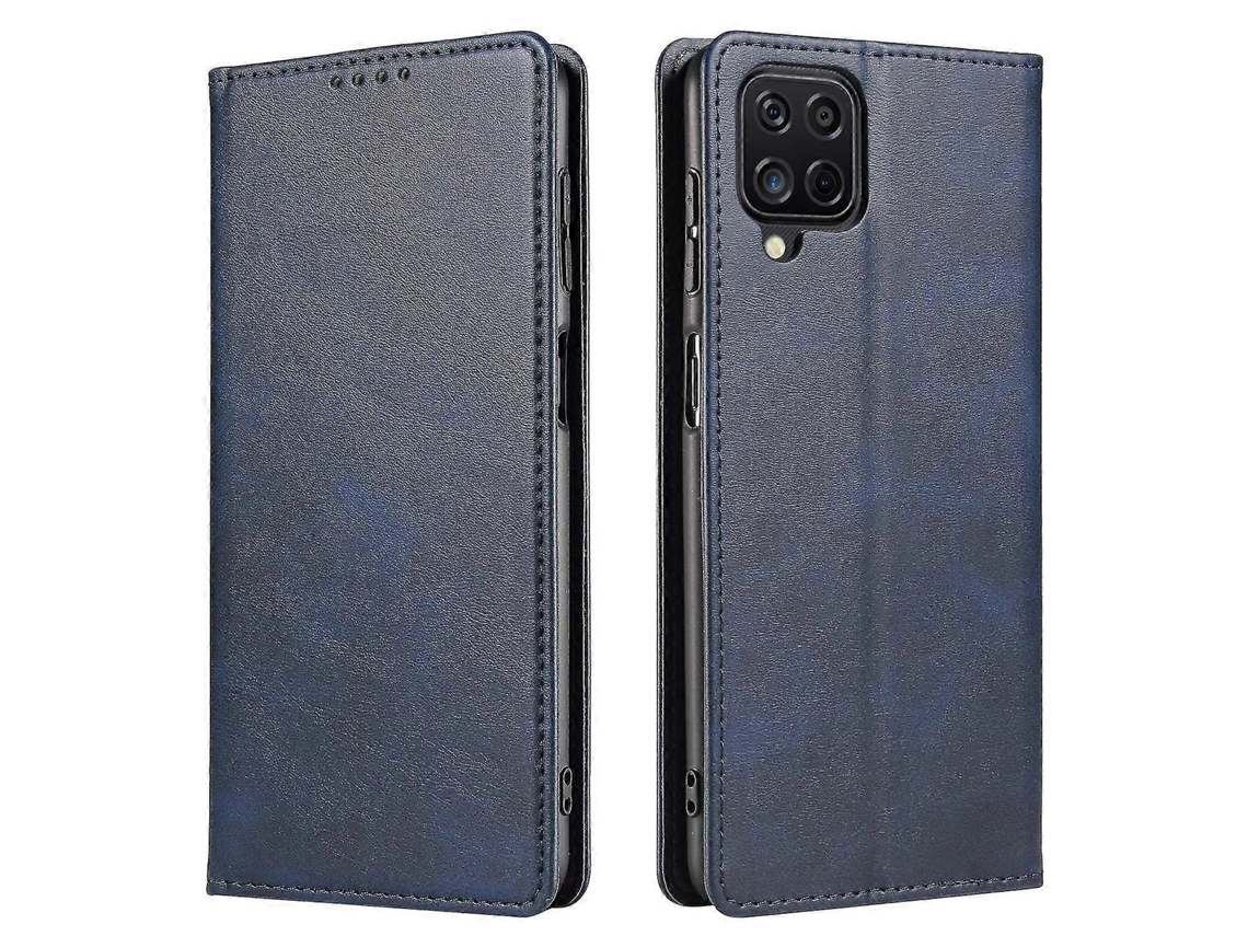 Capa Carteira Flip Em Couro Sintético Com Suporte, Textura De Bezerro E Fecho Magnético Para Samsung Galaxy A12.
