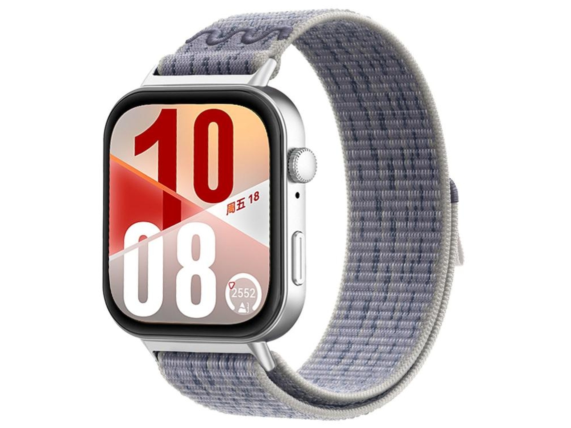 Bracelete Para Huawei Watch Fit 4 Pro / Fit 4 / Fit 3 - Nylon Trançado - Fecho De Velcro Cinza + Azul