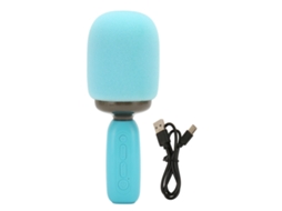 Micrófono Karaoke Portátil Com Bluetooth Luz Rgb Cartão De Memória Sem Fio Para Crianças Adultos Azul
