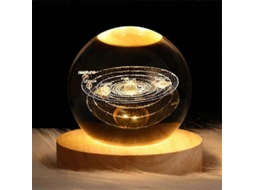 Luz De Noite Com Bola De Cristal 3d Sistema Solar Galáxia Saturno Planetas Gravura A Laser Com Base Presente De Natal Sistema Solar