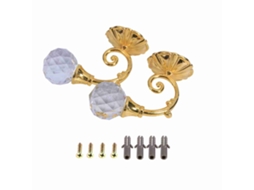 2x Apoios Cortina Metal Cristal Vidro Dourado Parede Janela