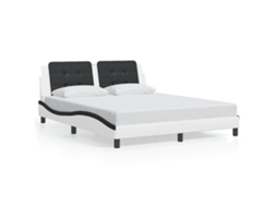 Estrutura de Cama Sem Colchão Zadar Couro Artif. Branco/Preto MAISON EXCLUSIVE (160x200 cm)
