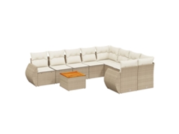 Conjunto de 9 sofás de jardim com almofadões Vime Pe Bege MAISON EXCLUSIVE (90x200 cm)
