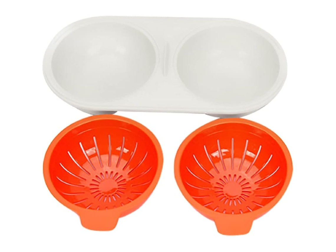 Poachedor De Ovos De Micro-ondas, Panelinha Antiaderente De Duas Camadas Com Tampa Para Cozinhar Ovos (laranja)