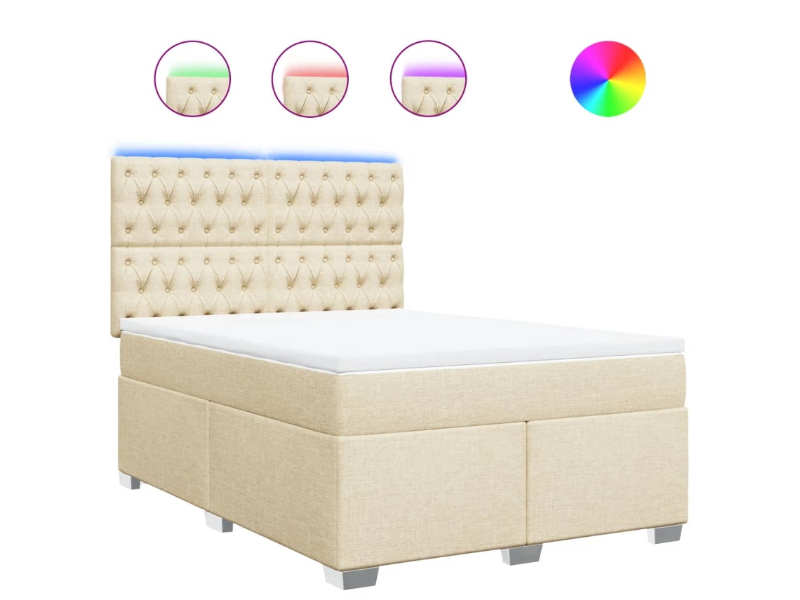 Box Spring Bed, Box Spring Beds Vidaxl Creme Tecido (140 X 190 Cm)