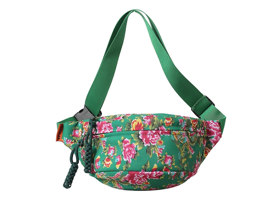 Bolsa De Cintura Estilo Étnico Multifuncional, Perfeita Para Carregar Seu Celular, Ideal Para Homens E Mulheres, Na Cor Verde.