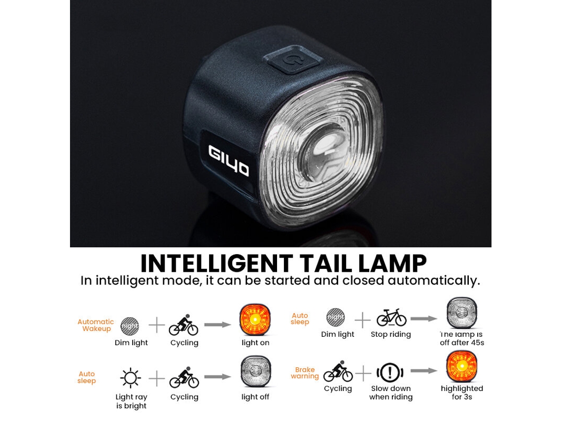 Gl09s Rgbgiyo Lanterna Traseira Inteligente Sensor Freio Rgb Ipx Flash Usb Segurança Ciclismo Noturno Mtb Ar Livre