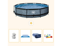 Exit-toys Piscina Exit Redonda - Efeito Pedra - 360x76 Cm - 5-peças S220