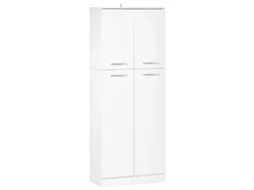 Armário multiuso com 4 portas e prateleiras ajustáveis Branco 59x31x155cm