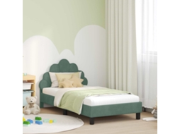 Vidaxl Estrutura De Cama Infantil Com Cabeceira Verde Do Mar Veludo