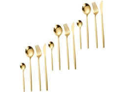 De Talheres De Aço Inoxidável Dourado Com 12 Peças Colher, Garfo E Faca Utensílios De Cozinha Gokoco