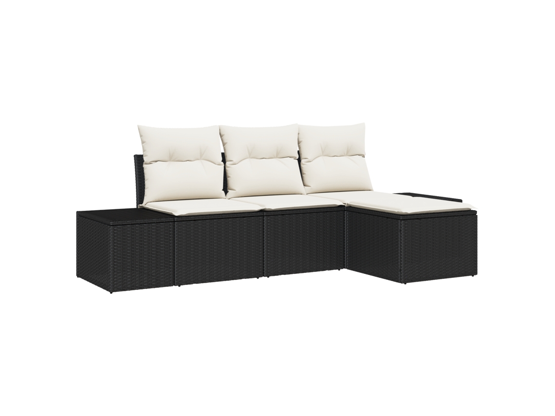 Conjunto 4 Móveis De Jardim Vidaxl Preto Vime Pe (239 X 62 X 85 Cm)