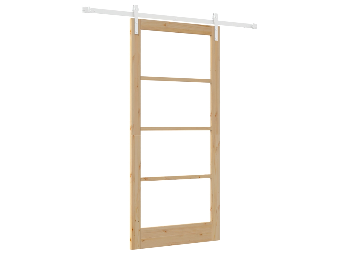 Conjunto 1 Porta Deslizante Vidaxl Castanho Madeira De Pinho Maciça (93 X 202 Cm)