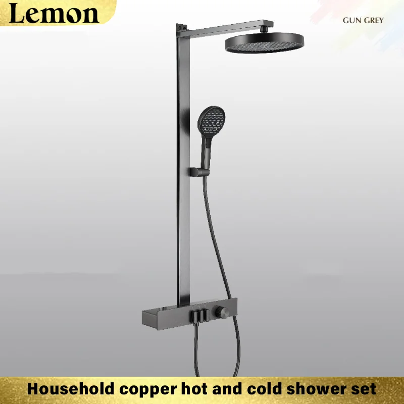 (cinza Metálico) Chuveiro De Parede Com Armazenamento, Conjunto De Chuveiro Com Visor Digital Para Banheiro E Residências