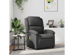 Vidaxl Poltrona De Massagens Reclinável Couro Genuíno Cinzento