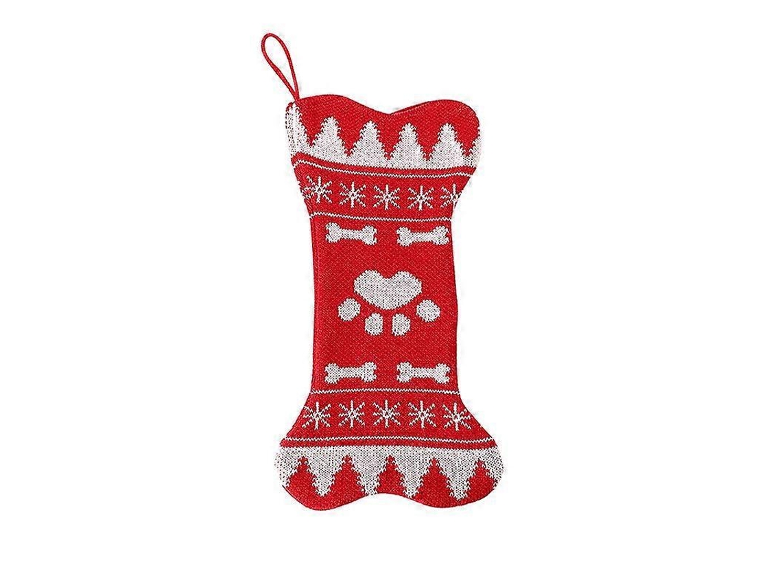 Pacote Com 2 Meias De Natal Vermelhas De Malha Para Cachorro, Meias Grandes Em Formato De Osso Para Decoração De Natal Olysi Shop