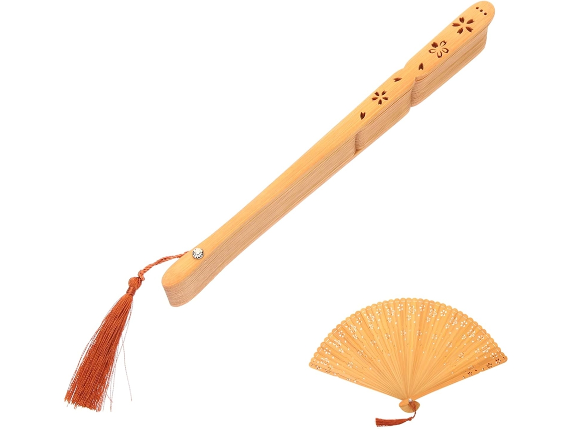Leque dobrável clássico feminino, leque de bolso de bambu para shows e viagens.