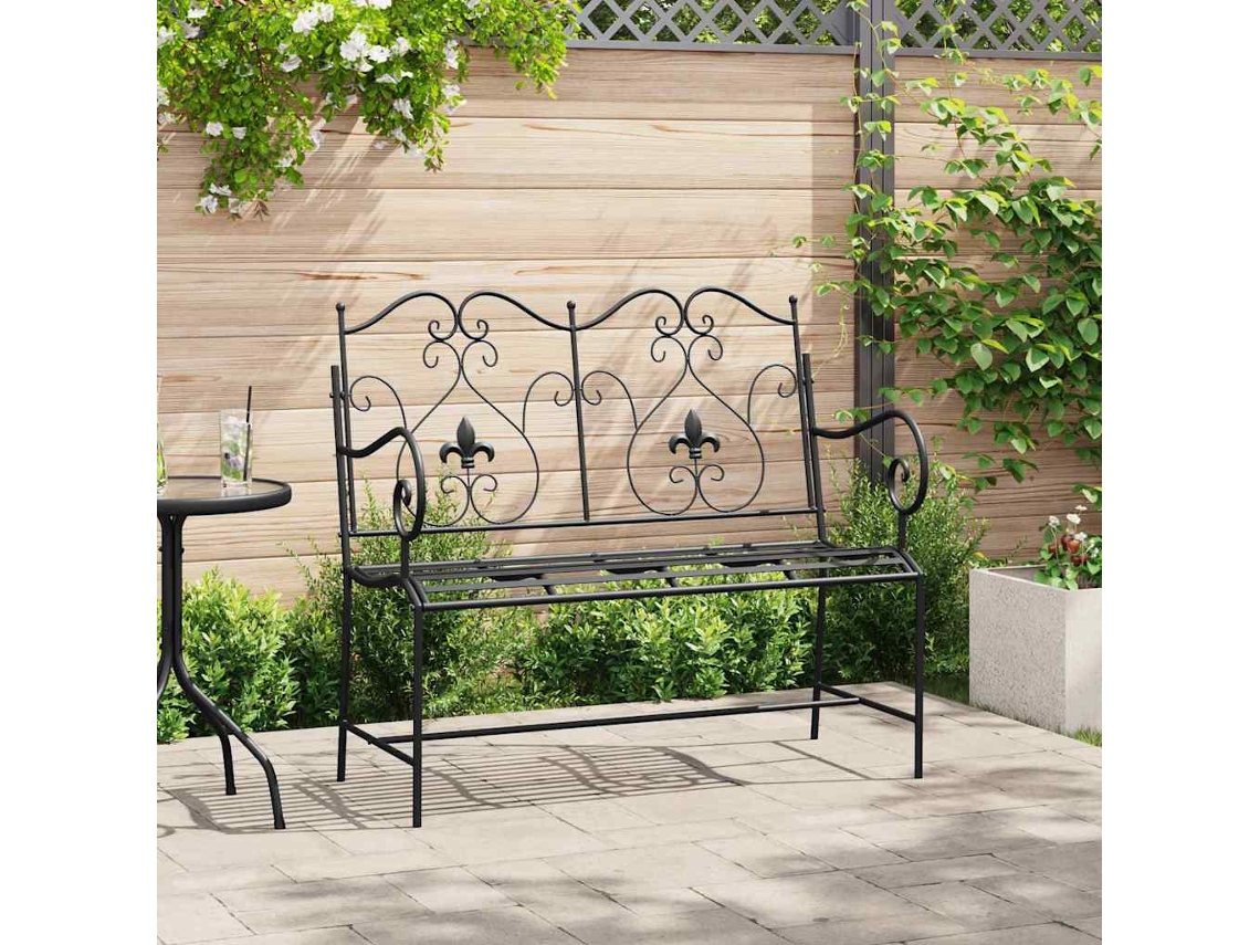 Vidaxl Banco De Jardim 2 -seater 104 X 54 X 93 Cm Aço Preto